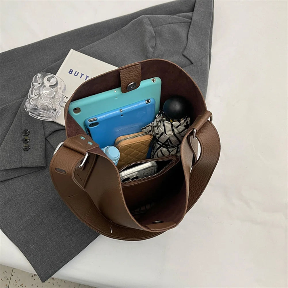 2Pcs/Set Classic Bucket Bag PU Leather Women's Handbag Designer Bag Luxury Grocery Bag Female Shoulder MessengerBag Purse Bolsas