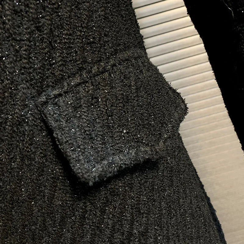 High Quality Women Woolen Coat Korean Style 2025 New Mid-Length Autumn And Winter Black Temperament Slim Women Woolen Coat H497