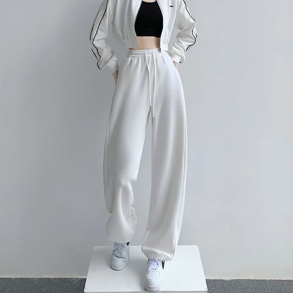 2025 Joggers Sweatpants Women cargo pants cotton Korean Y2K Summer Harajuku High Waist Black Women's pants Wide Leg Trouser