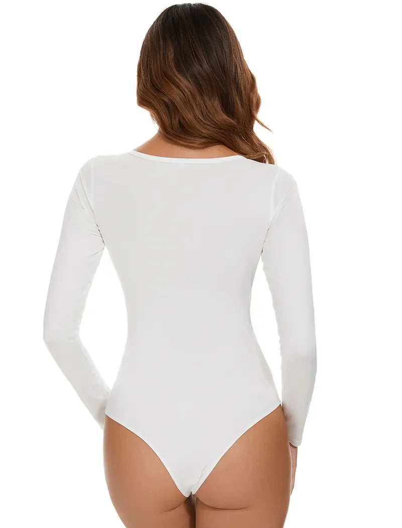 Sexy Bodysuits Shapeswear for women V-Neck Long Sleeve Tummy Control Slimming Abdomen Corset