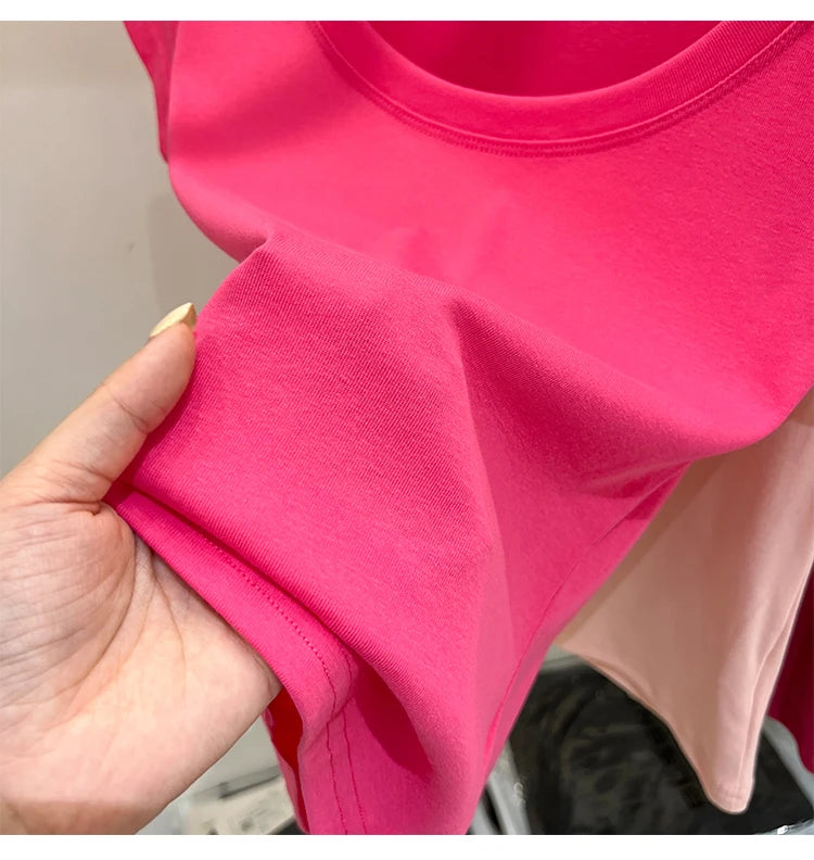 2025 Sexy Square Collar Slim T Shirt Women Cotton Elastic Basic Solid Female Casual Tops Short Sleeve Thin T-shirts See Through