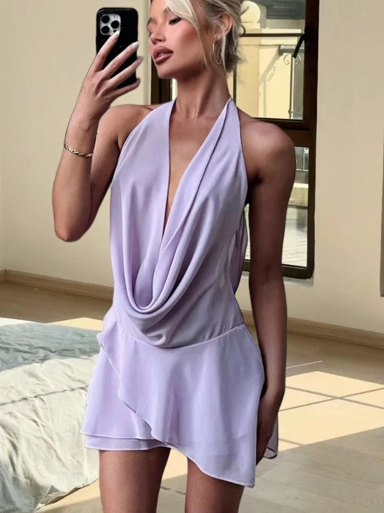 The Sleeveless  V-Neck Halter Dress