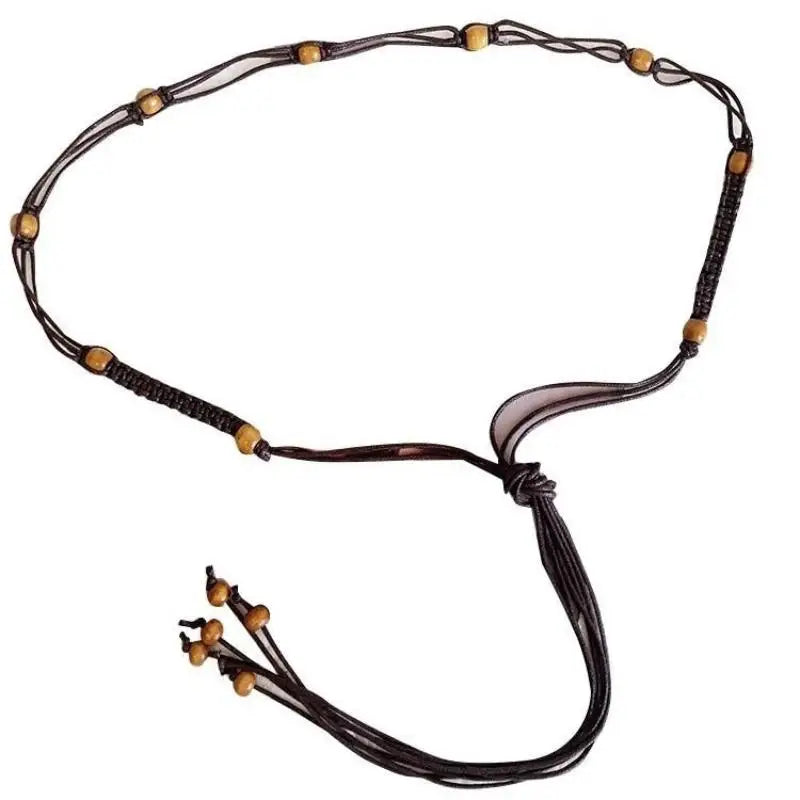 Belts For Women Knot Waistband Summer Boho Shell Bead Dress Jeans Belt Female Beach Accessory Beige Wax Cord