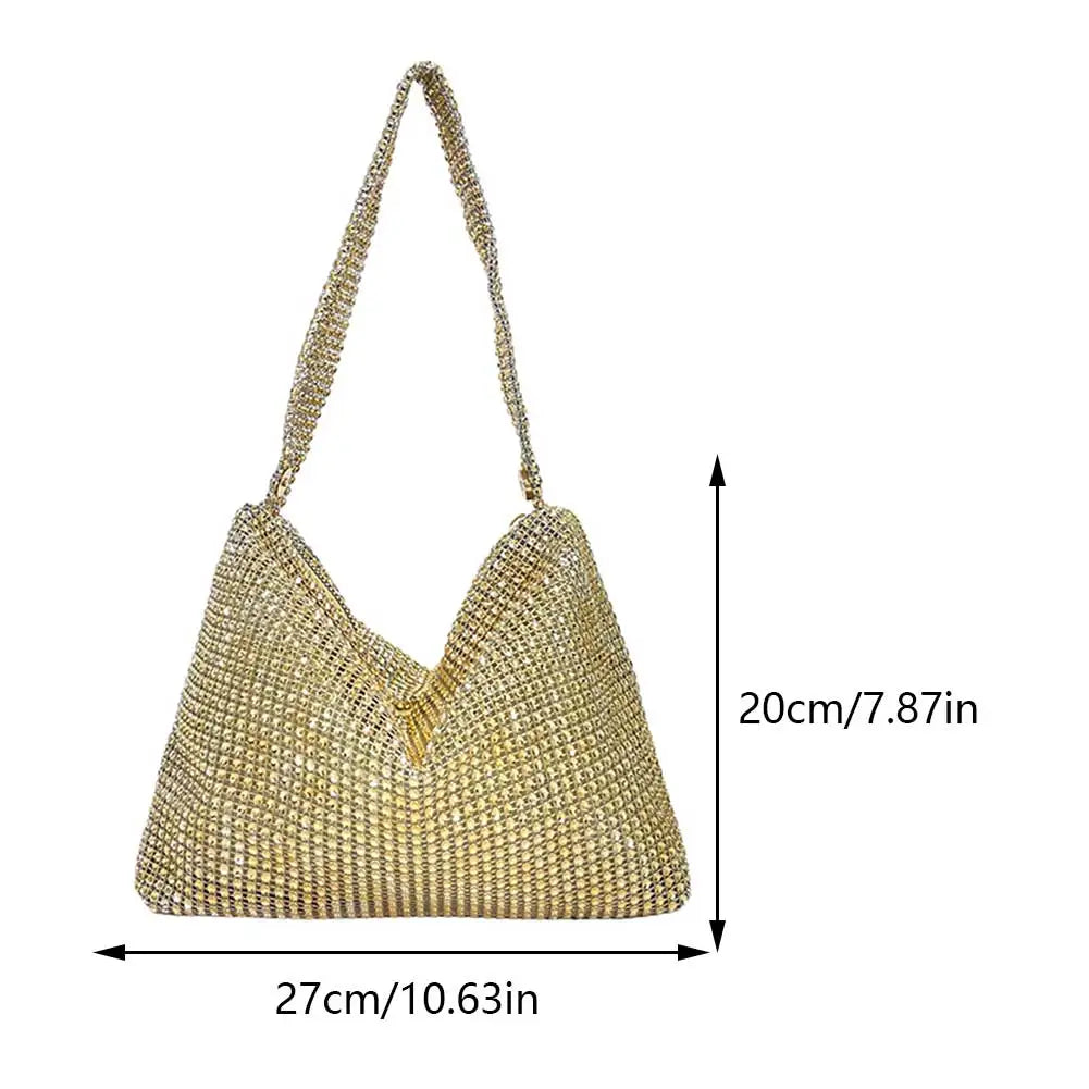 Glitter Evening Dinner Clutch Bag Women Lady Stylish Evening Bag Rhinestone  Large Capacity Underarm Bag Everyday Shoulder Bag