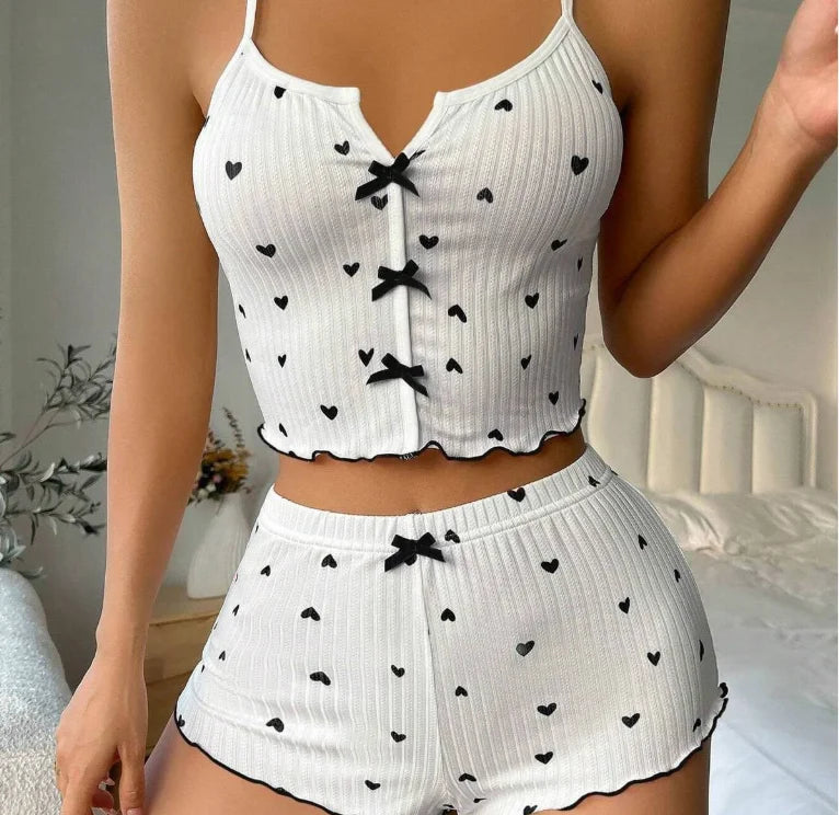 2 Piece Sets Womens Outfits New Fashion 2025 Summer Home Suspenders Shorts Pajamas Two-Piece Set for Women Womens Clothing