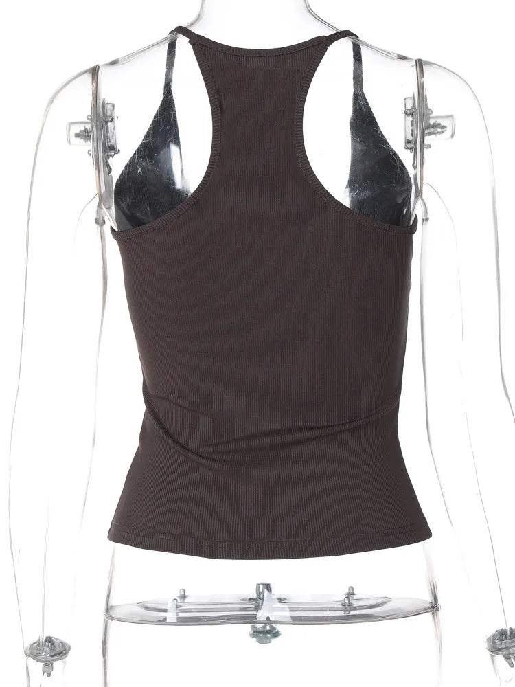 Square Collar Tank Top Spaghetti Strap Crop Top Women Edgy Clothes Y2k Accessories Sleeveless Camison Verano Sexy Top Streetwear