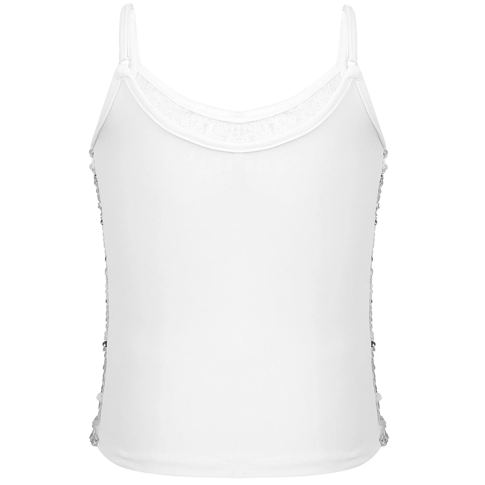 Womens Adjustable Spaghetti Straps Sparkly Sequin Tops Slim Fit Patchwork Tank Top for Pole Dancing Disco Night Out Costume