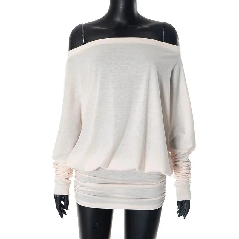 The Wide-Sleeve Ruched Mini Dress