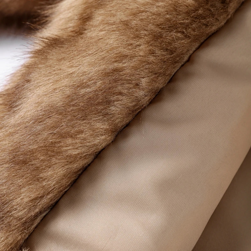 Street Faux Fur Women Coat Urban Full Sleeve Lapel Panelled Pocket Female Outwear 2025 Autumn Winter Elegant Lady Outwear