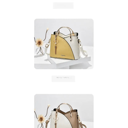 Fashionable handbag Korean color-blocking large capacity women's bag fashionable one-shoulder crossbody bag bucket bag