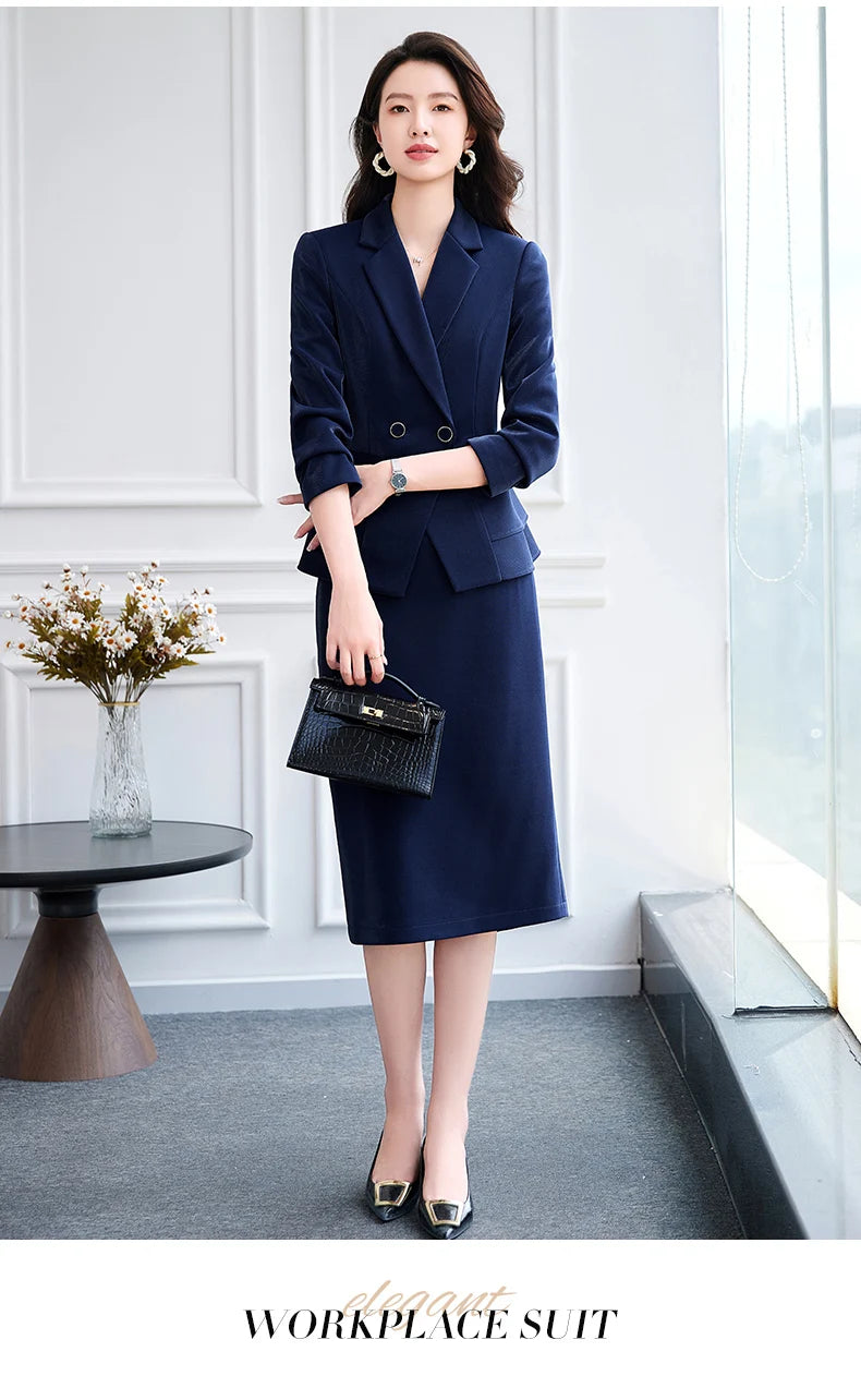 NAVIU High Quality Slim Fashion Career Work Wear Suits With Jacket And Skirt Elegant Professional Business Work Blazer Outfits