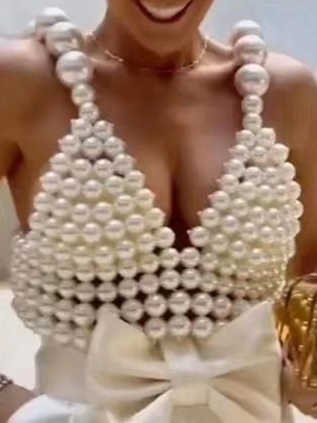 Sexy see through halter pearl corset crop top women 2025 summer festival outfit beach club party top cropped tanks womens tops