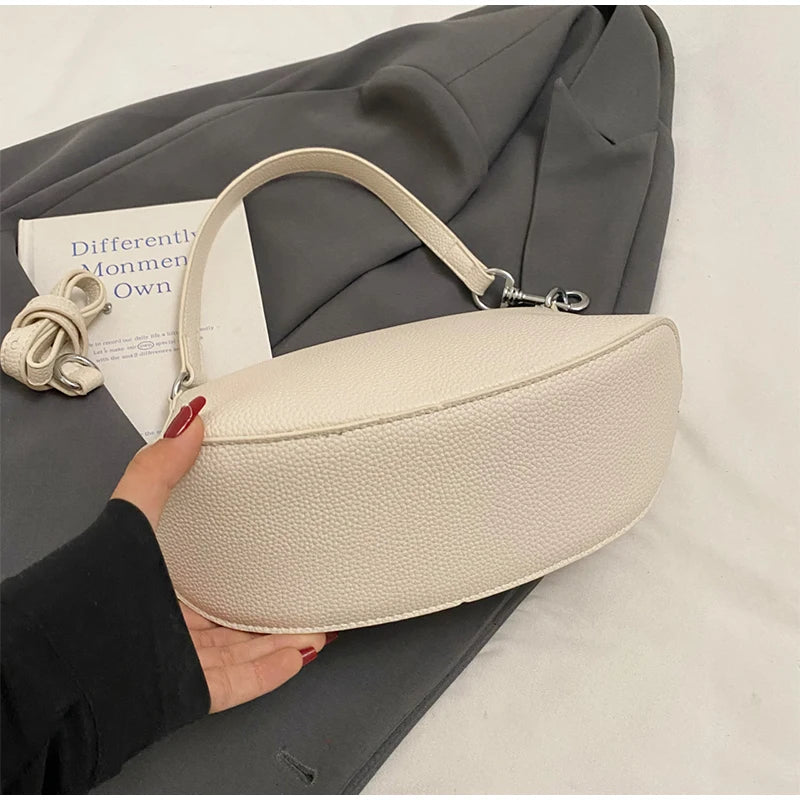 Pea Pod Crossbody Shoulder Bag,Women's Lychee Pebbled Pattern Women Dumpling Sling Bag,Chic Simple Minimalist Commuter Purse