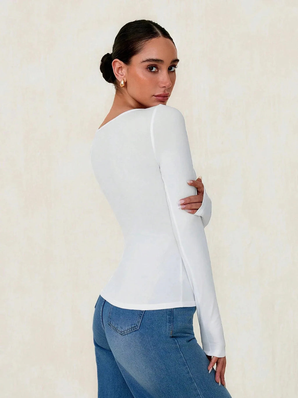 2025 New Women's Long-sleeved T-shirt White Slim Button Pink Cardigan Top Short Fashion Hot Girl Lace-up Tees for Female