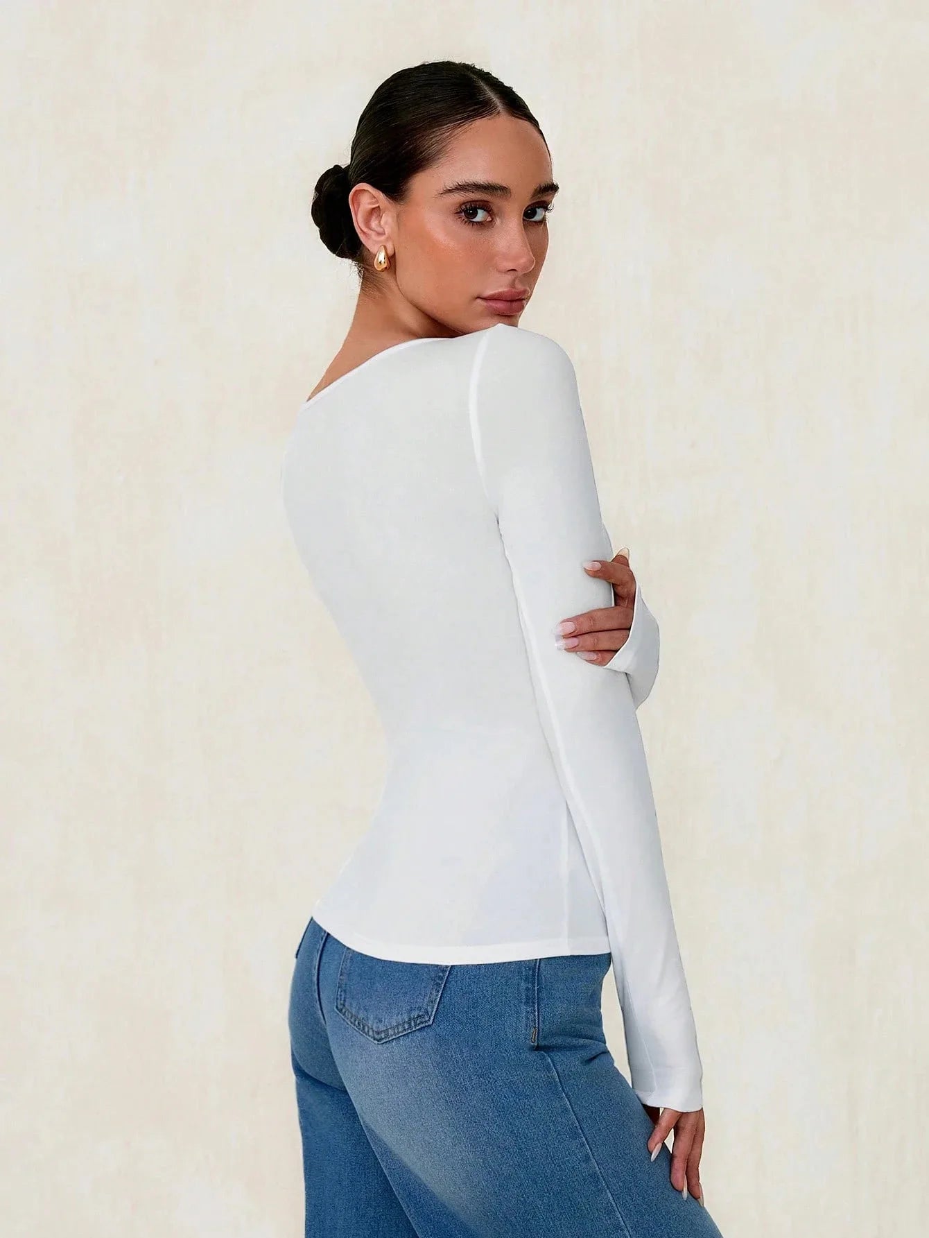 2025 New Women's Long-sleeved T-shirt White Slim Button Pink Cardigan Top Short Fashion Hot Girl Lace-up Tees for Female