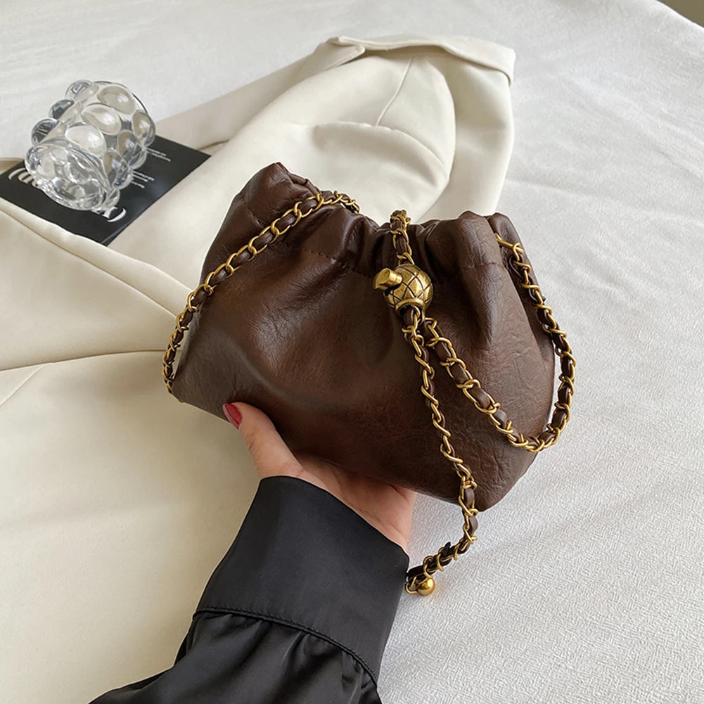 Women Chain Shoulder Bag PU Leather Crossbody Tote Bag Casual Messenger Bag Satchel Sling Bag Girl Stylish Purse