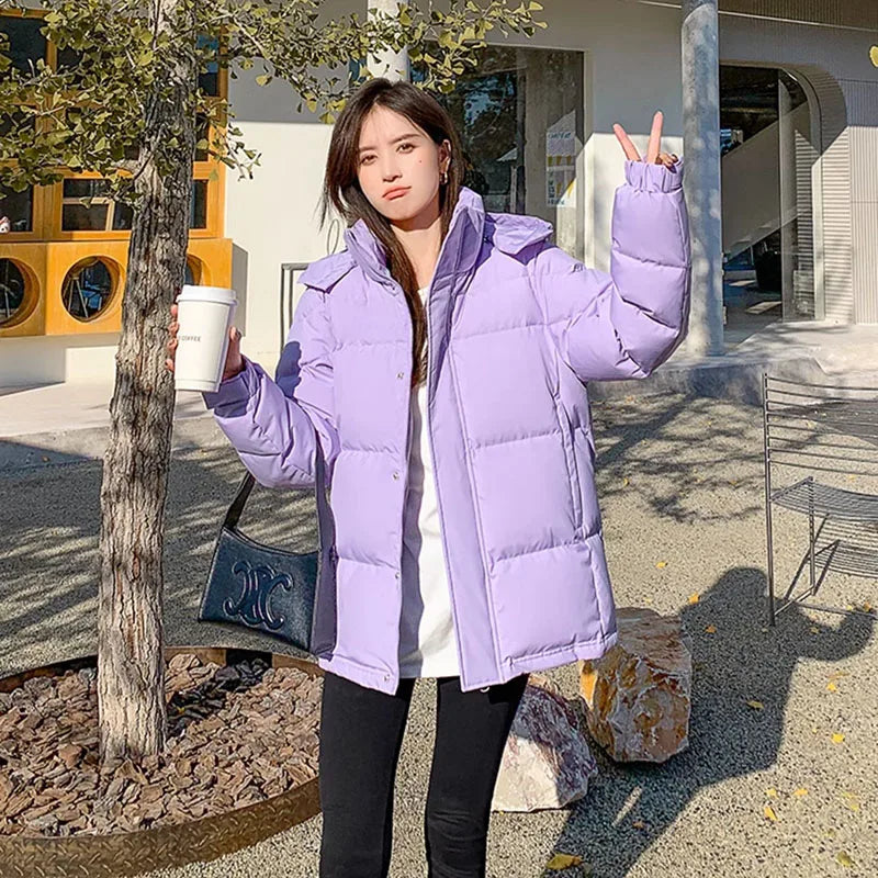 2025 Winter High-Quality Women Overcoat Casual Solid-Color Women Down Jacket New Style White Duck Down Women's Down Jacket H409