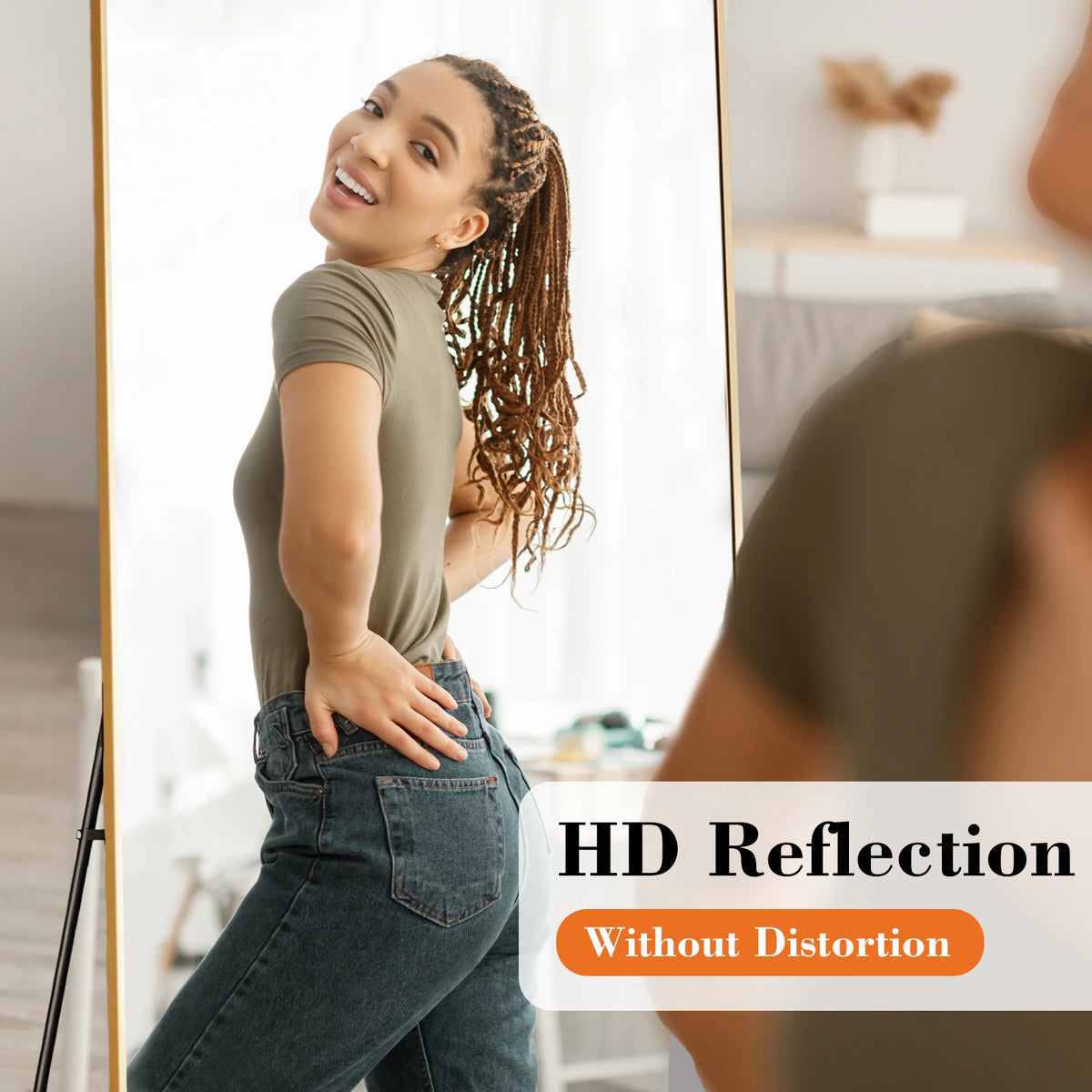 56"x21" Full Length Mirror with Aluminum Alloy Frame