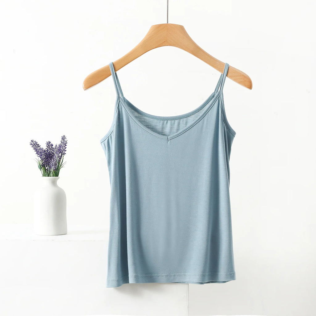 Spaghetti Strap Top Women Halter V-Neck Basic Cami Sleevless tank tops Women's Summer Camisole Solid color
