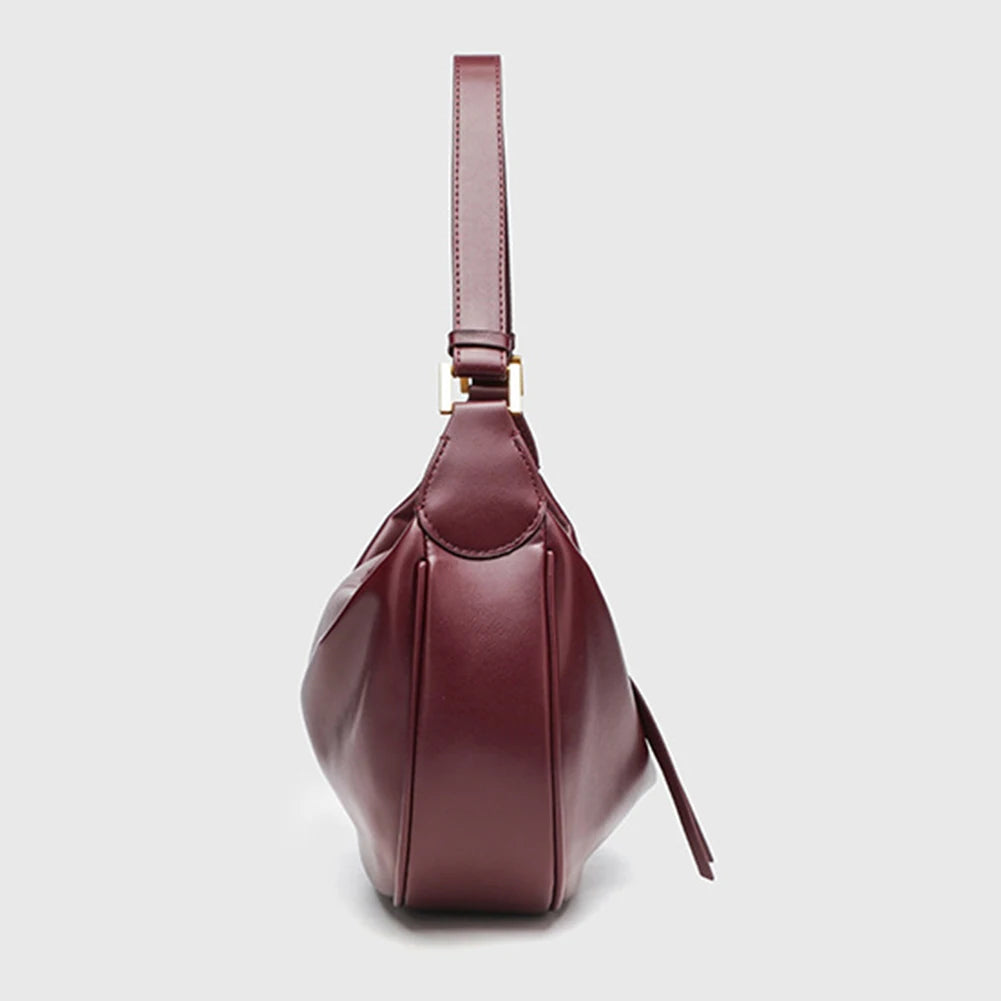 Women PU Shoulder Bag Vegan Leather Shoulder Purse Solid Color Stylish Dumpling Tote Zipper Closure Chic Hobo Bag Top Handle Bag