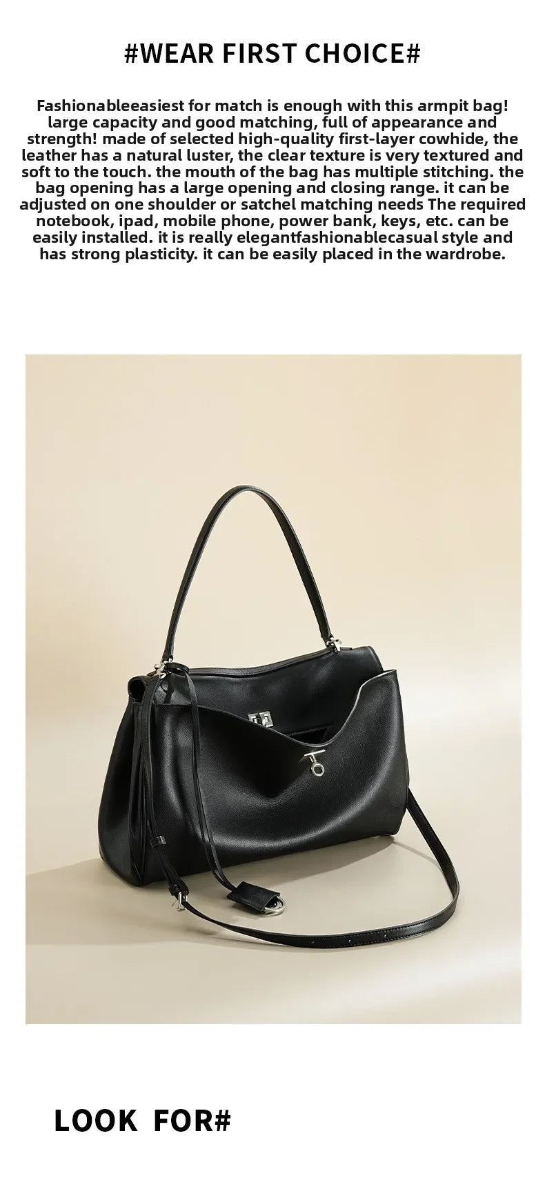 Rodeobag leather handbag, single shoulder crossbody bag, large capacity women's commuting high-end tote bag