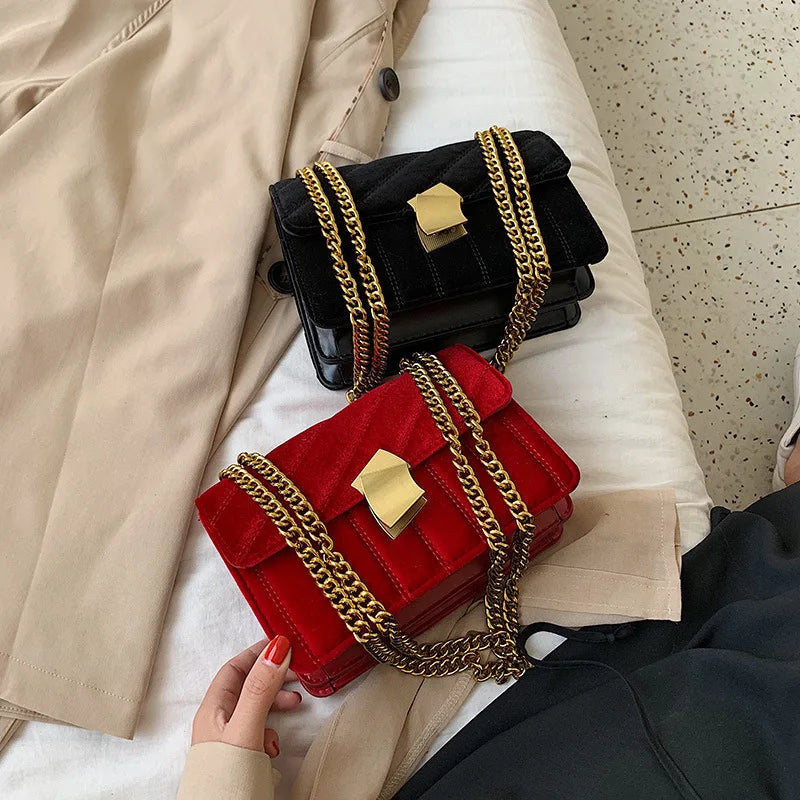 2025 Luxury Handbags Women Bags Designer Shoulder Vintage Velvet Chain Evening Clutch Bag Messenger Crossbody Bags for Women