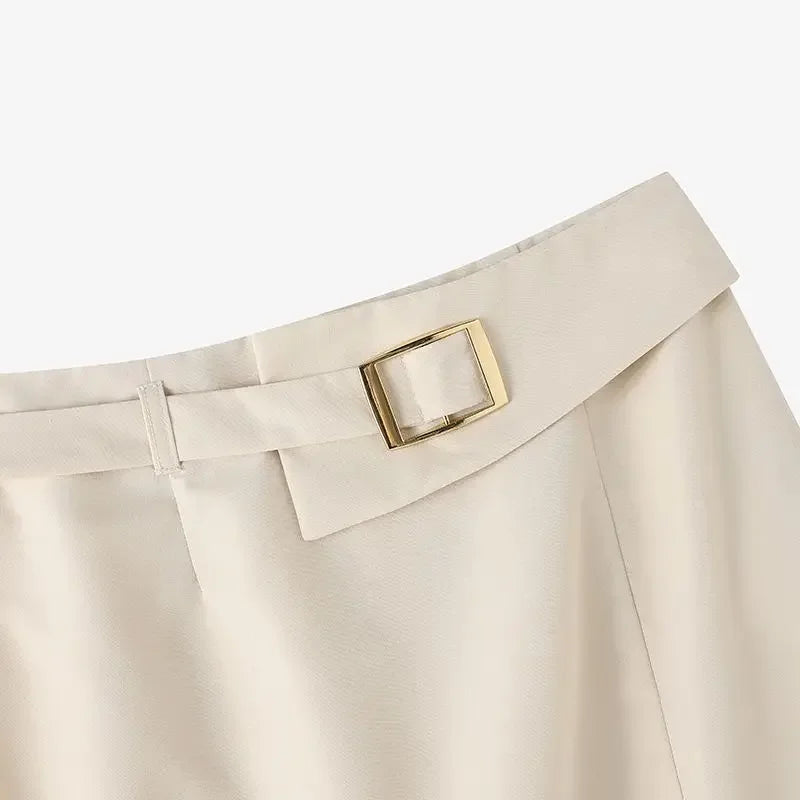 Fashion Work Slim Skirt Woman Vintage Zipper Pencil Midi Skirts Elegant OL Button Overskirts Female Autumn Solid Dresses