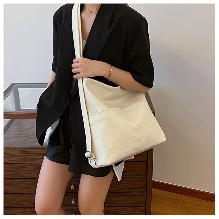 Versatile Student PU Backpack Women New Large Capacity Commute Travel Shoulder Crossbody Bags Fashion All-matched Tote Bag