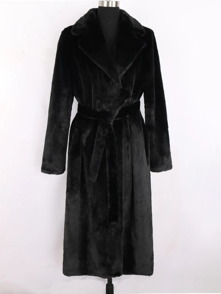 Lautaro Winter Long White Fluffy Warm Oversized Faux Fur Coat Women with Hood Lapel Sashes Loose Korean Fashion 2021 Outerwear