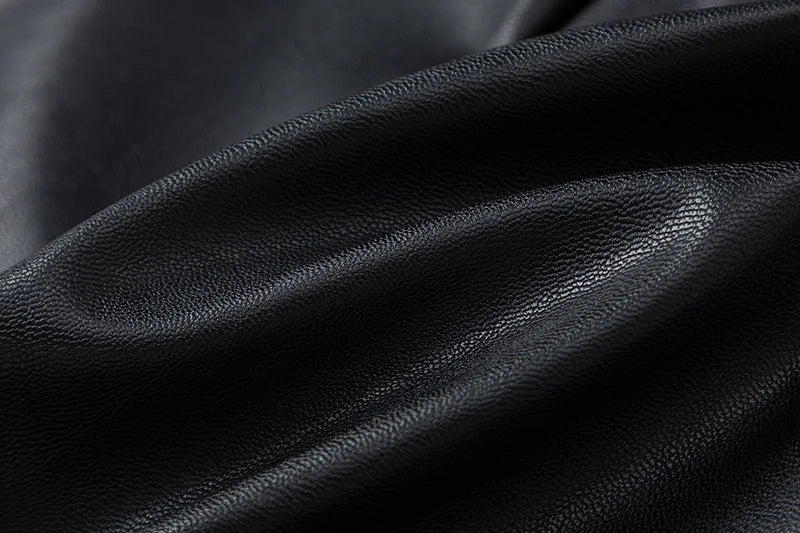 2025 Spring/Summer Women's PU Split Skirt High Waist Zipper Fold Leather Skirt European and American Sexy Hip Bag Skirt