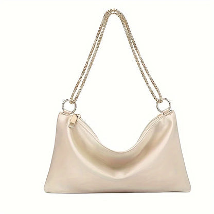 Evening Bag for Women Wedding Formal Dance Cocktail Party Choulder Bag Champagne Beige Black Color with Zipper Closure