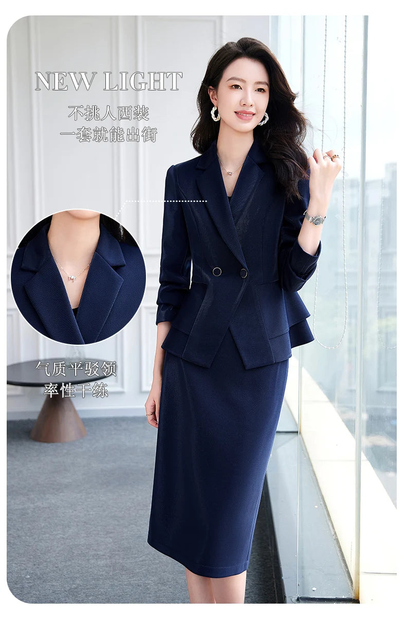 NAVIU High Quality Slim Fashion Career Work Wear Suits With Jacket And Skirt Elegant Professional Business Work Blazer Outfits