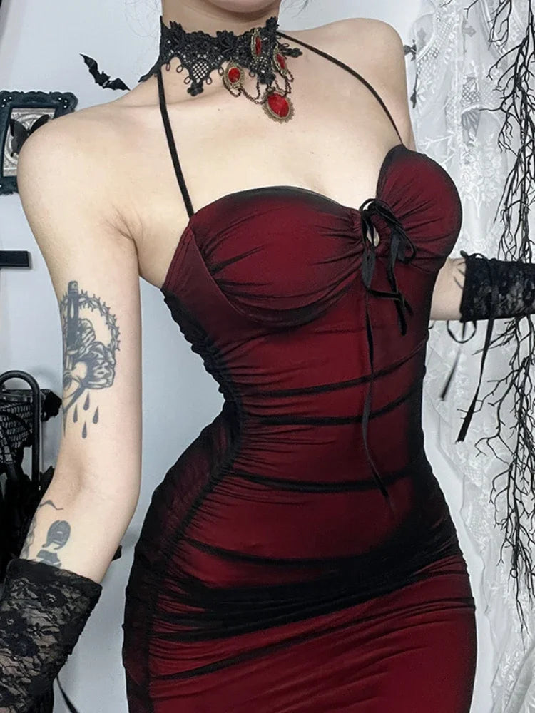 Vintage Elegance Halter Dress