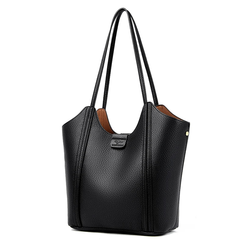 Elegant Women's Handbag Quality Leather Top-Handle Bag Ladies Solid Color Shoulder Crossbody Bag Casual Tote Purse Messenger Sac