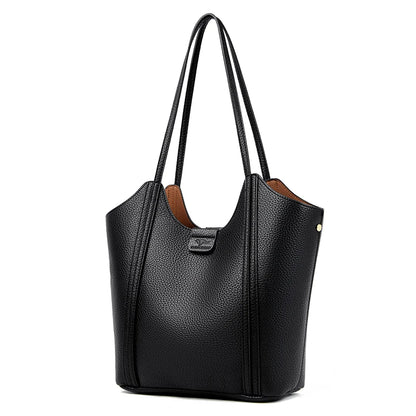 Elegant Women's Handbag Quality Leather Top-Handle Bag Ladies Solid Color Shoulder Crossbody Bag Casual Tote Purse Messenger Sac