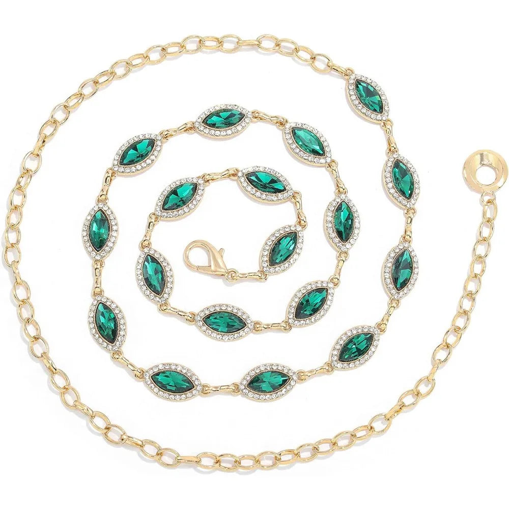 Rhinestone Waist Chain Belt Crystal Belly Chain for Women and Girls