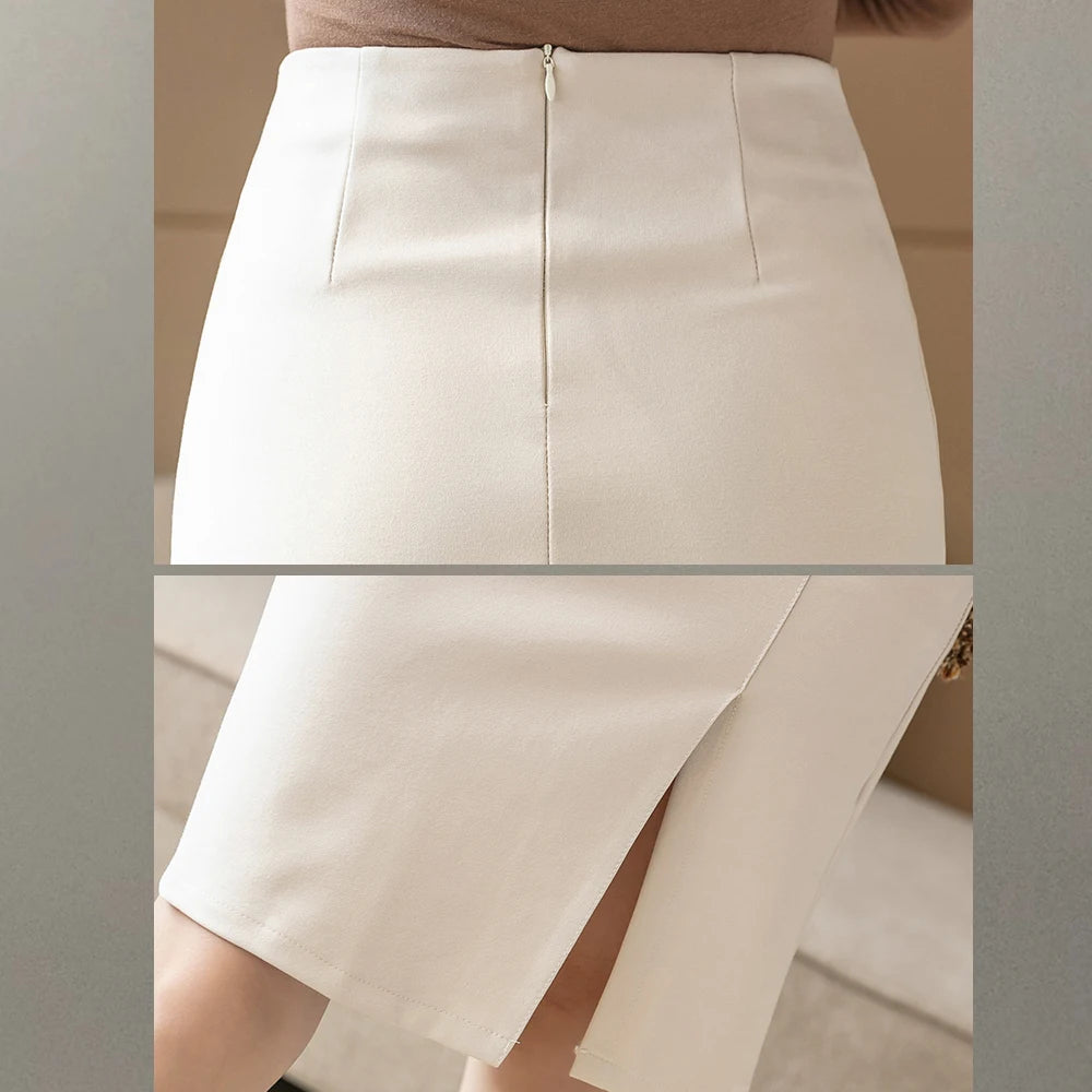 Elegant All-Match High Waist Slim Women Skirts Simple OL Style Office Lady Pencil Skirt Female Classic Vintage Wrap Bottoms
