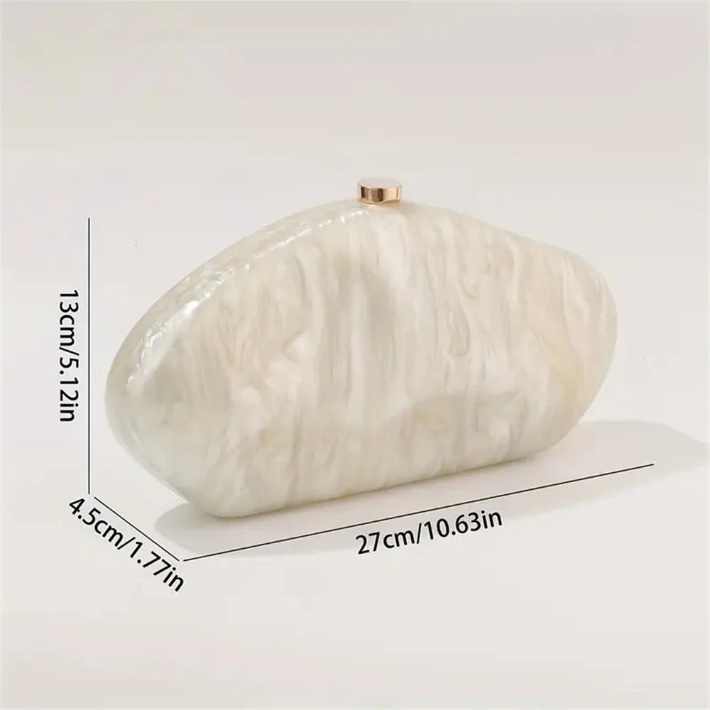 Luxury Elegant Evening Bags Beige Ivory Handmade Shell Purse European American Fashion Shoulder Bags Box Acrylic Lady  Handbags