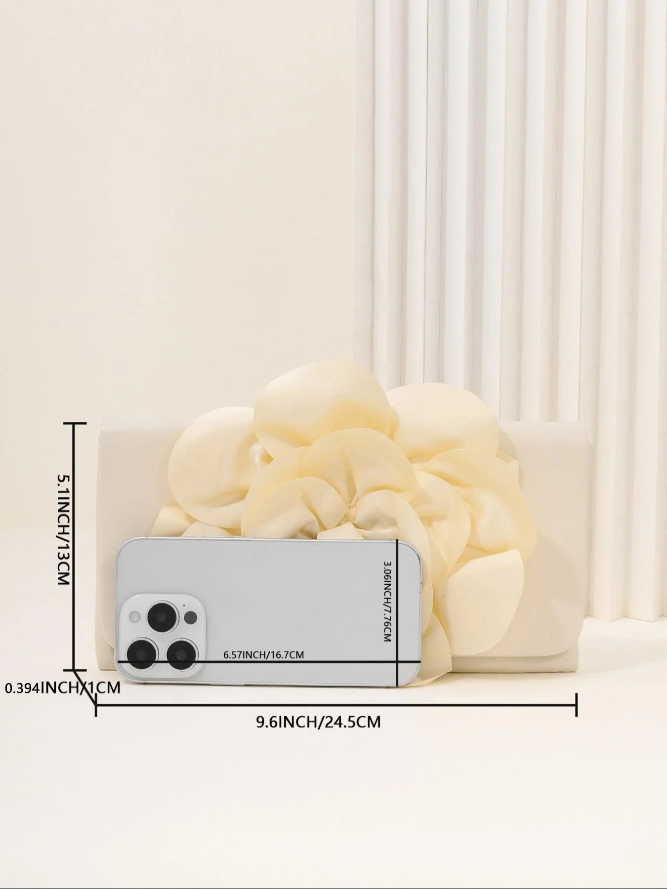 Ruched Evening Purse For Women,Handmade Flower Decor Clutch Bag, Elegant Pleated Dinner Purse For Wedding Party Prom Banquet