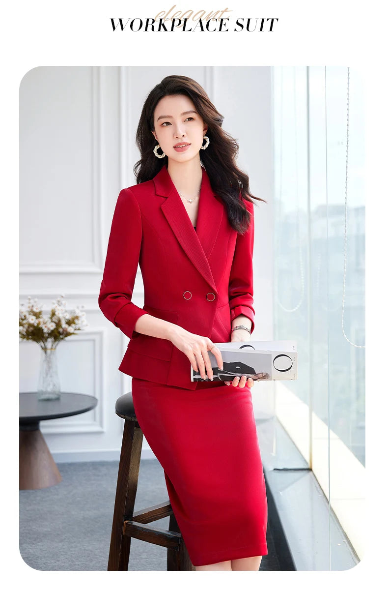 NAVIU High Quality Slim Fashion Career Work Wear Suits With Jacket And Skirt Elegant Professional Business Work Blazer Outfits