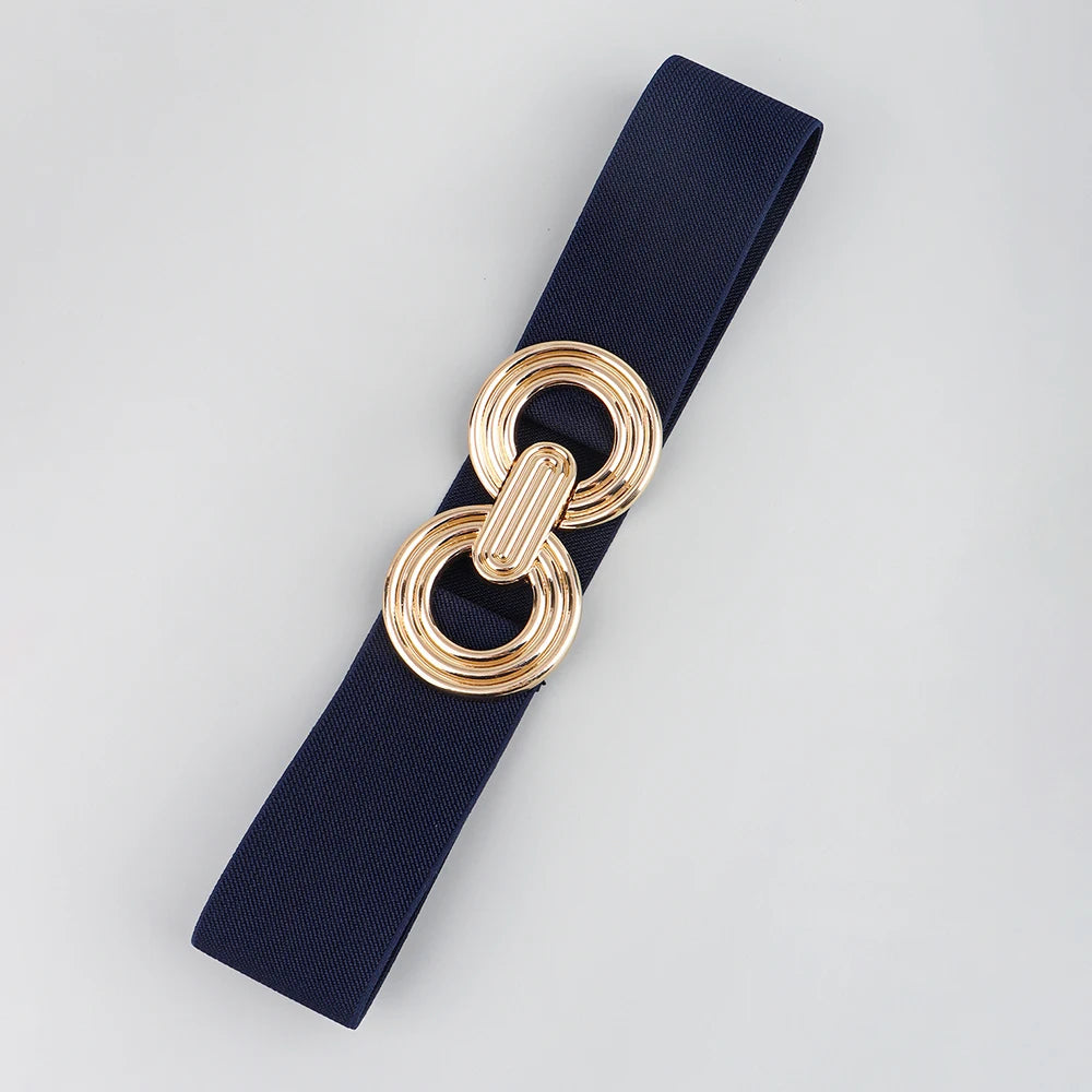 Fashion Dress Belts for Women Simple Waist Elastic Ladies Band Round Buckle Decoration Coat Sweater Party Belt Girdle Belt Gift