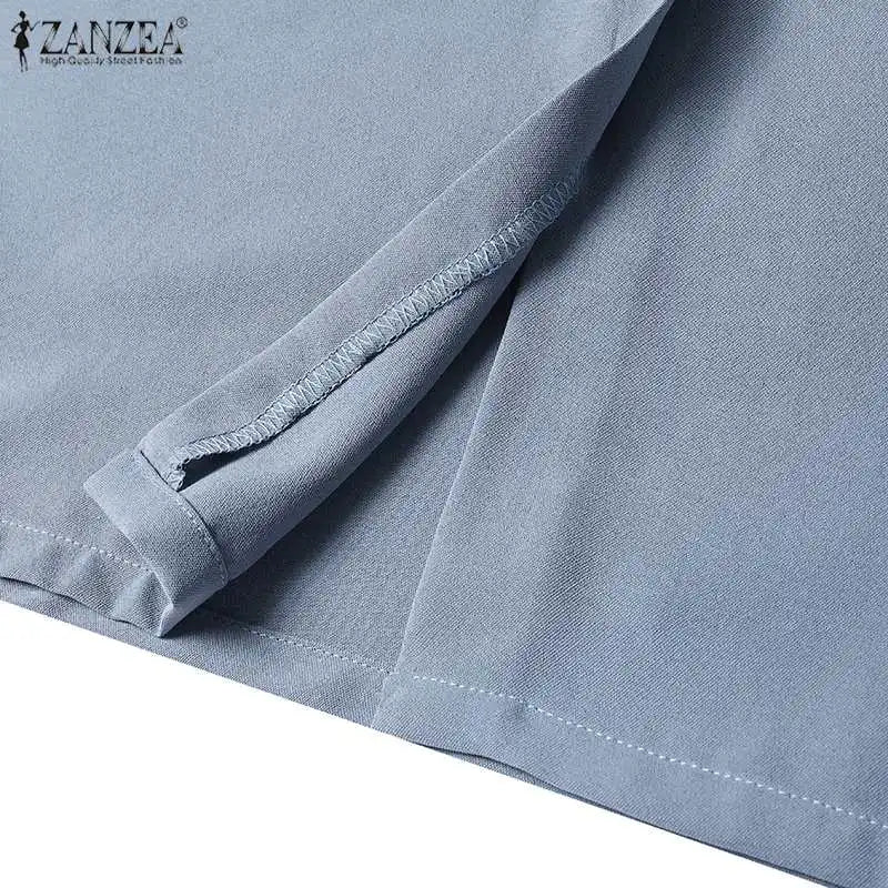 ZANZEA Summer Fashion Womens Dress Sexy Solid Color Knee Length Bodycon Sundress Elegant 3/4 Sleeve V-Neck Work OL Vestidos 2025