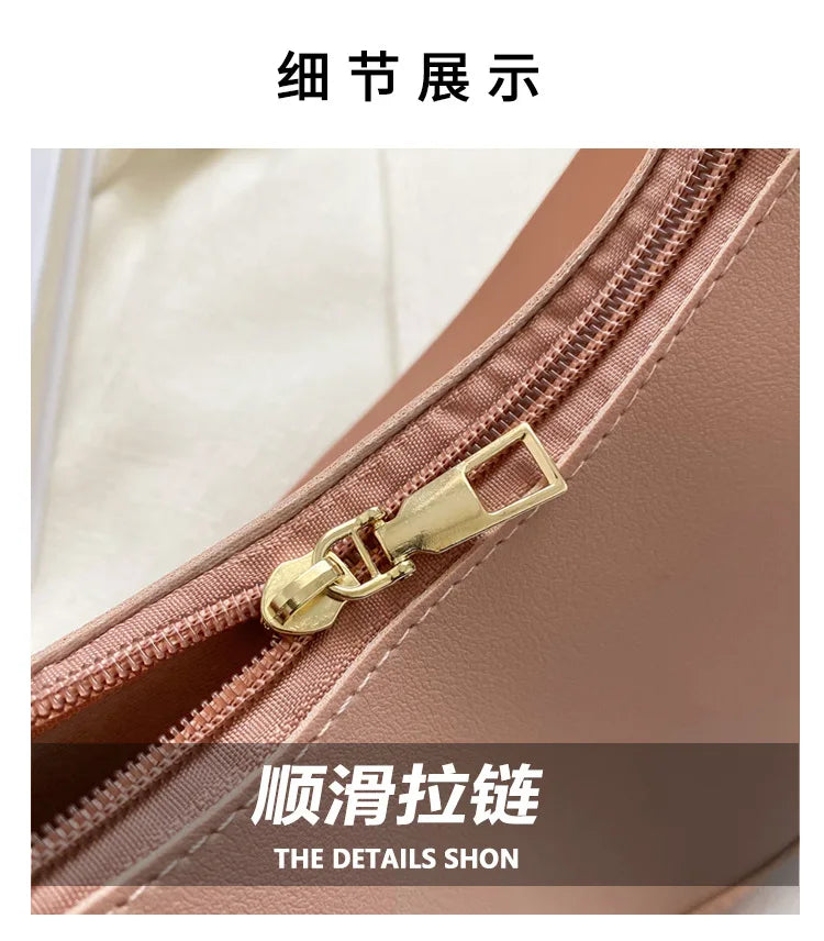 Women's Handbags Retro Solid Color PU Leather Shoulder Underarm Bag Fashion Casual Hobos Purses and Handbag Ladies Hand Bags