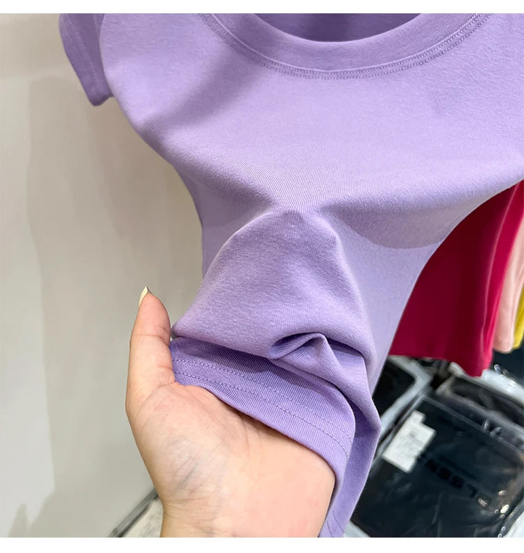 2025 Sexy Square Collar Slim T Shirt Women Cotton Elastic Basic Solid Female Casual Tops Short Sleeve Thin T-shirts See Through