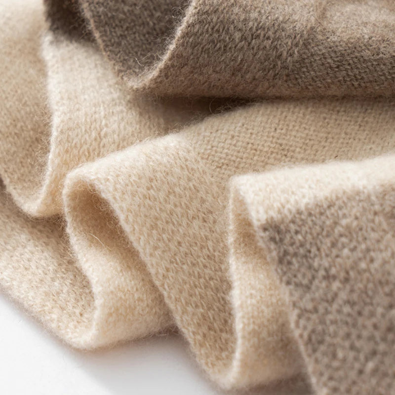 Korean Style Autumn And Winter Shawl Women's Contrast Color Knitted Warm Cloak