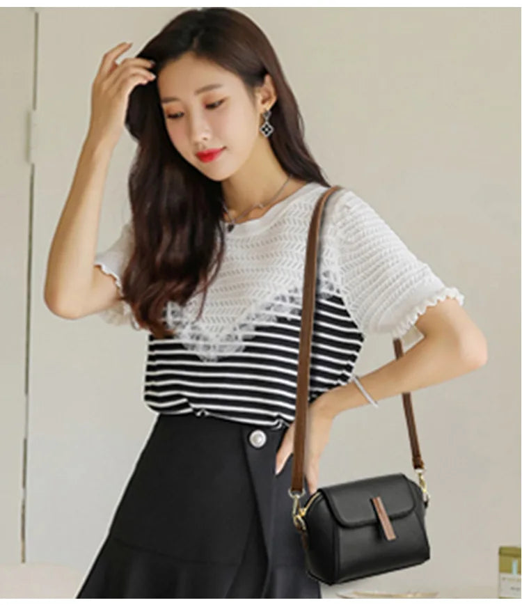 Small PU Crossbody Bags for Women Leather Purse for Ladies Retro Shoulder Handbags for Travel Commute