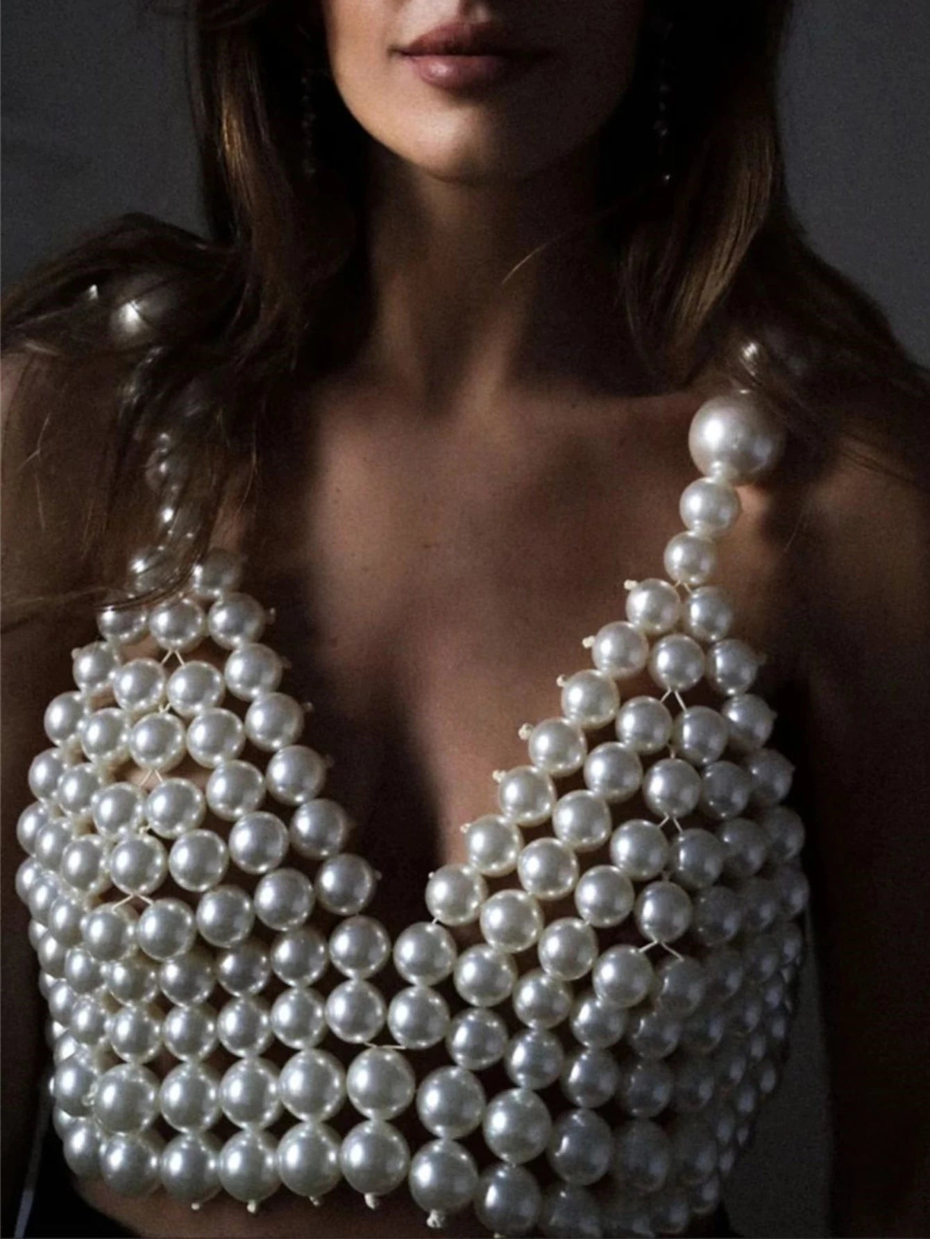 Sexy see through halter pearl corset crop top women 2025 summer festival outfit beach club party top cropped tanks womens tops