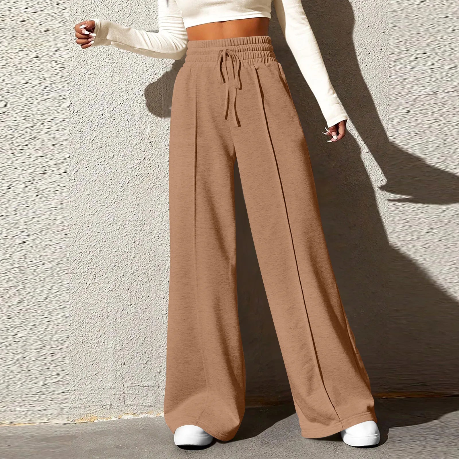 Wide Leg Pants For Women’S Fleece Lined Sweatpants Straight Pants Bottom All-Math Plain Fitness Joggers Pants Travel Basic